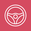 Steering wheel driving school icon