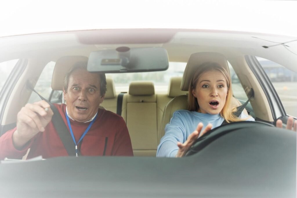 Student making driving test mistakes during SAAQ road test in Montreal